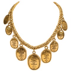 Vintage 1985 Chanel Multi Coin Gold Choker Necklace