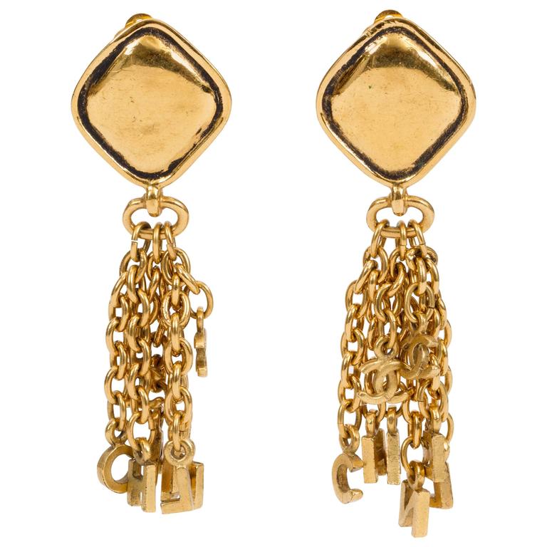 Chanel Drop Letter Logo Clip Earrings at 1stDibs chanel letter