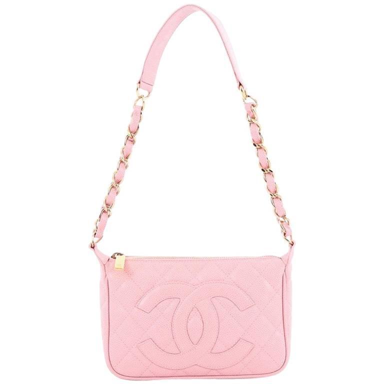 Chanel Timeless CC Chain Pochette Quilted Caviar