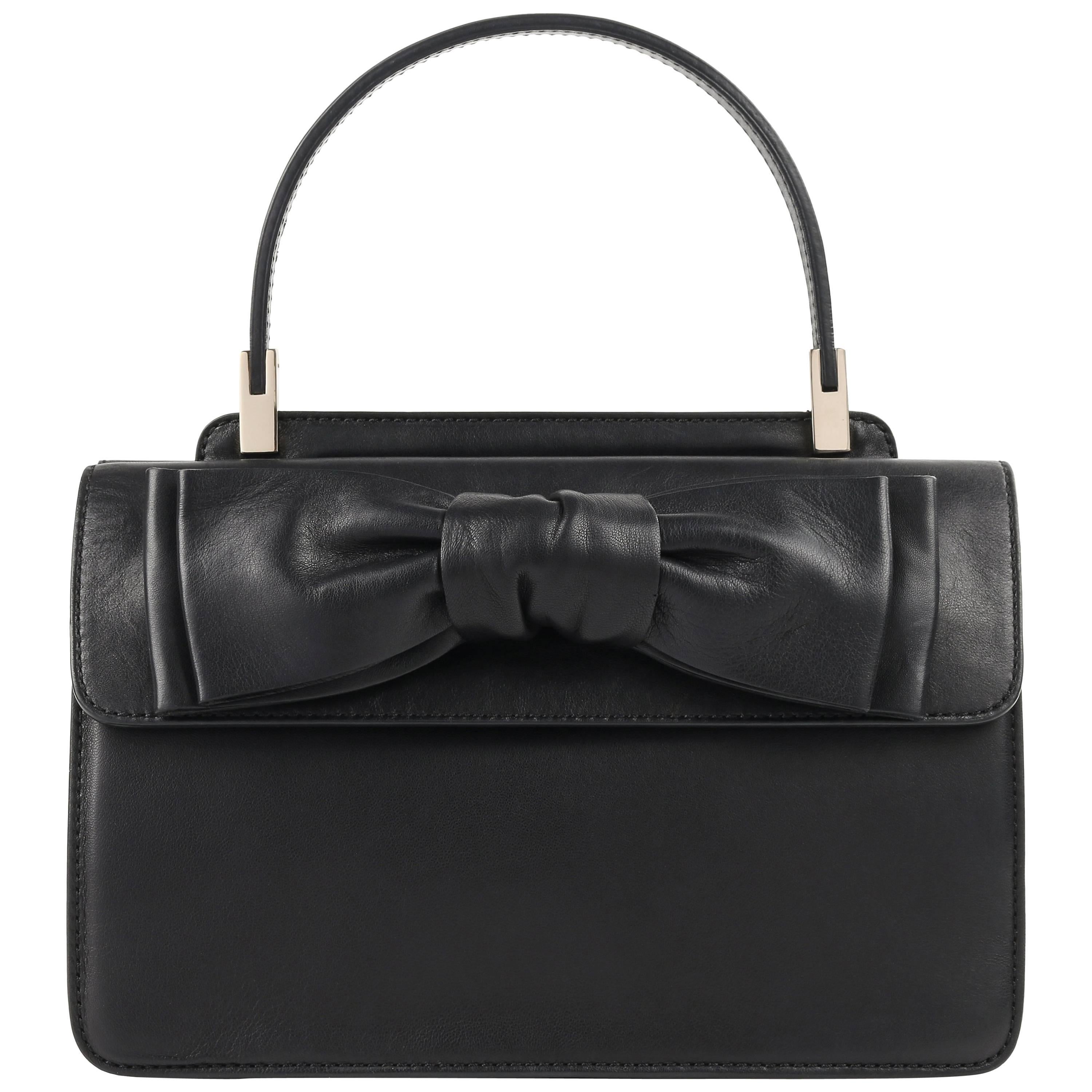 VALENTINO Garavani A/W 2011 "Aphrodite Small" Black Leather Bow Detail Handbag 
