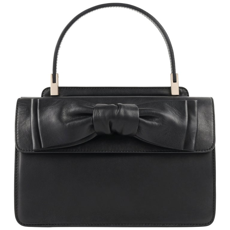 VALENTINO Garavani A/W 2011 "Aphrodite Small" Black Leather Bow Detail  Handbag at 1stDibs | handbag with bow detail