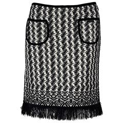 Black & White Chanel Fringed Skirt 9