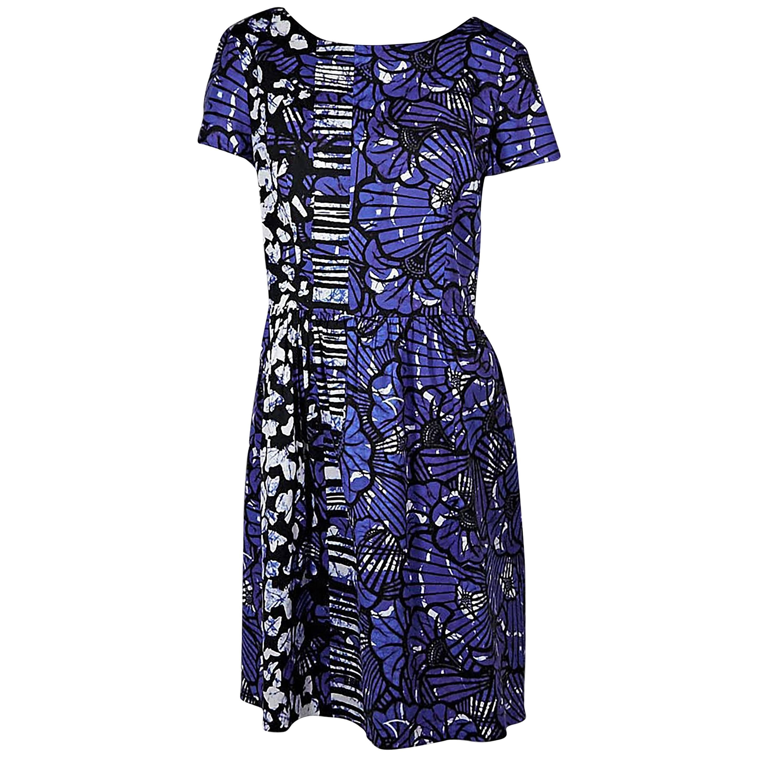 Blue Oscar de la Renta Printed Dress