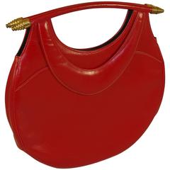 Architectural Purse in Red Leather with Beehive Capitals  Charming Vintage