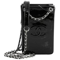 Chanel Phone Holder With Chain Black - 2 For Sale on 1stDibs