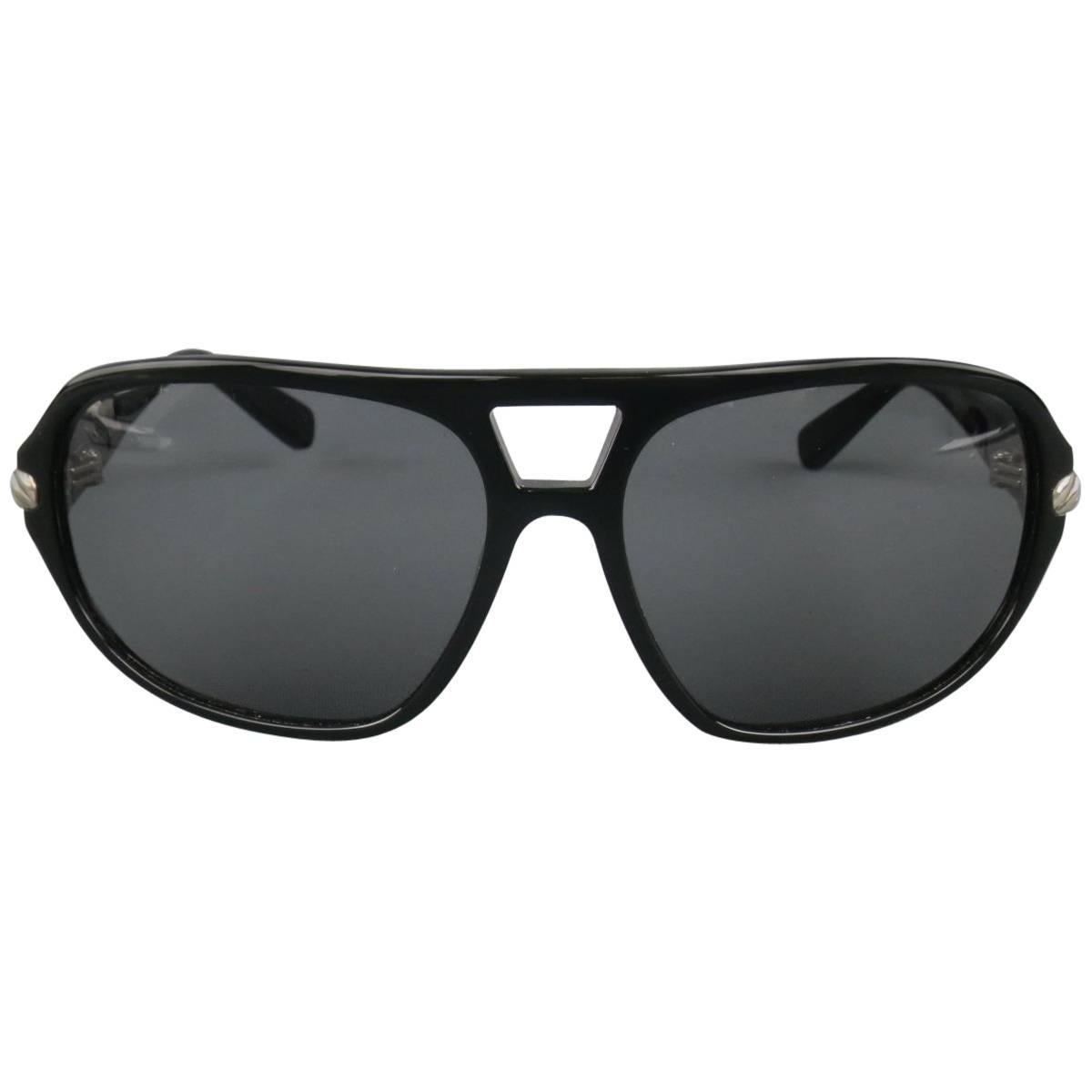 DAVID YURMAN Sunglasses Black Acetate Sterling Silver Aviator Sunglasses