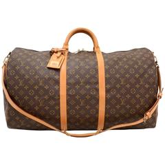 Vintage Louis Vuitton Keepall 60 Bandouliere Monogram Canvas Duffel Travel Bag 