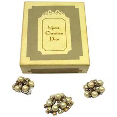 Dior Vintage 1960 Clip Earring set and brooch /  Good Condition