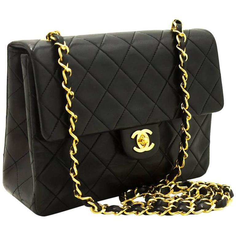 CHANEL Mini Small Chain Shoulder Bag Crossbody Black Quilted Flap For ...