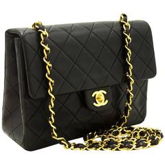 CHANEL Mini Small Chain Shoulder Bag Crossbody Black Quilted Flap 3