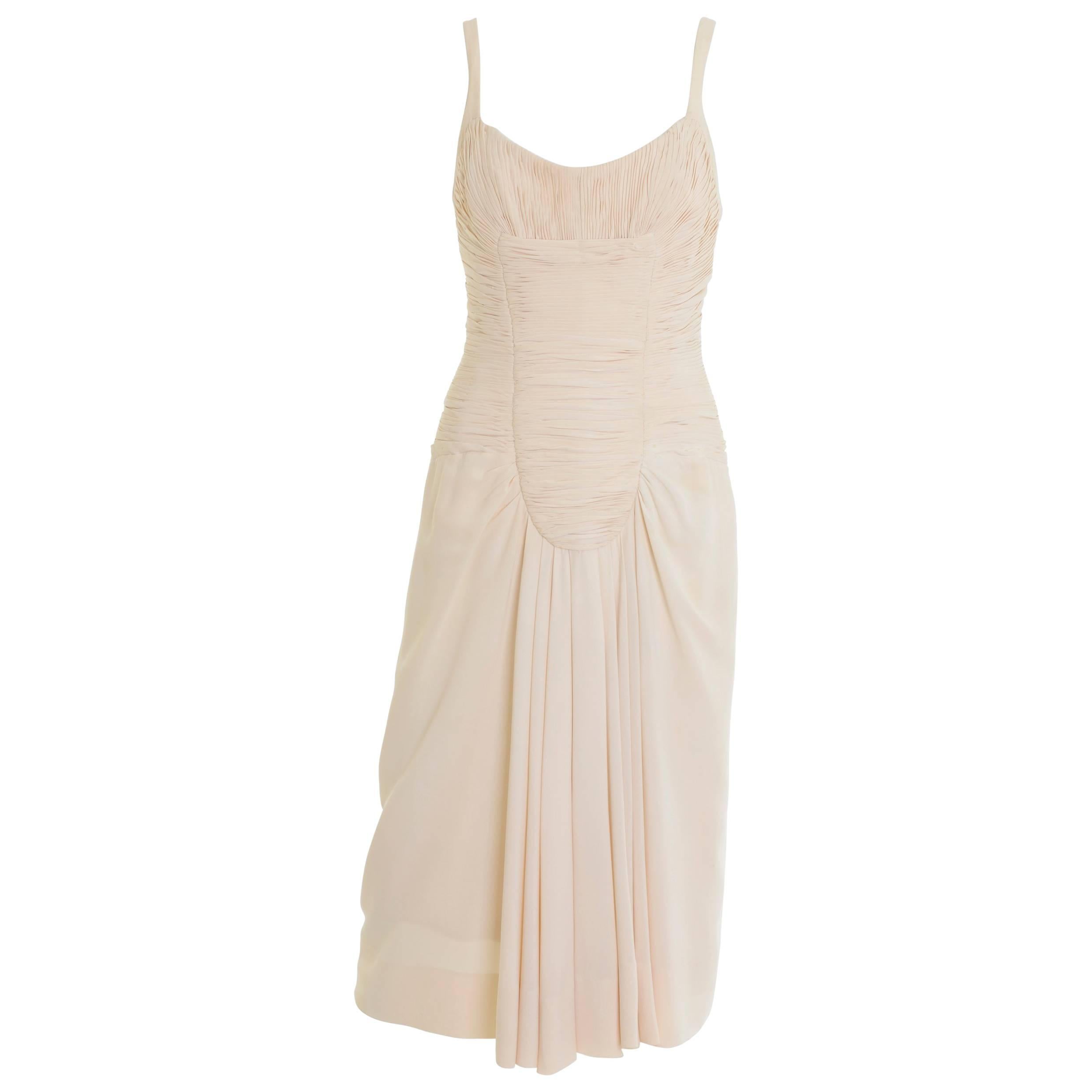 1950s FERCIONI Italian Couture Silk Bombshell Cocktail Bride Dress For Sale
