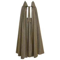 1980s Mila Schön Olive Green Long Skirt and Cape 11