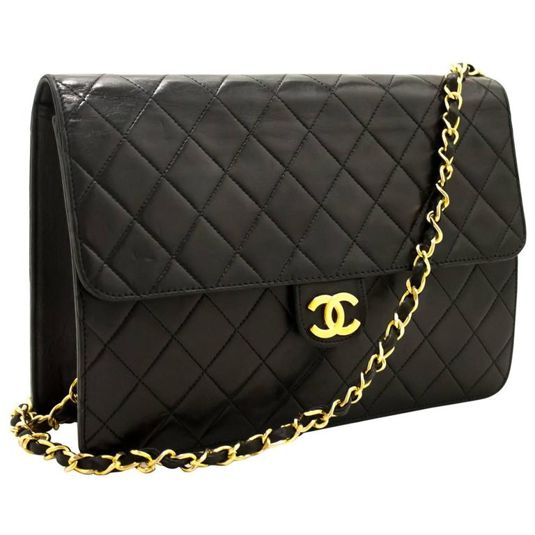 Chanel Chain Shoulder Bag Clutch Black Quilted Flap Lambskin Purse Chanel Chain Shoulder Bag Clutch Black Quilted Flap Lambskin Purse For