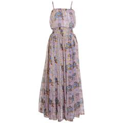 1970s ANDREA ODICINI Floral Print Skirt and Top Suit