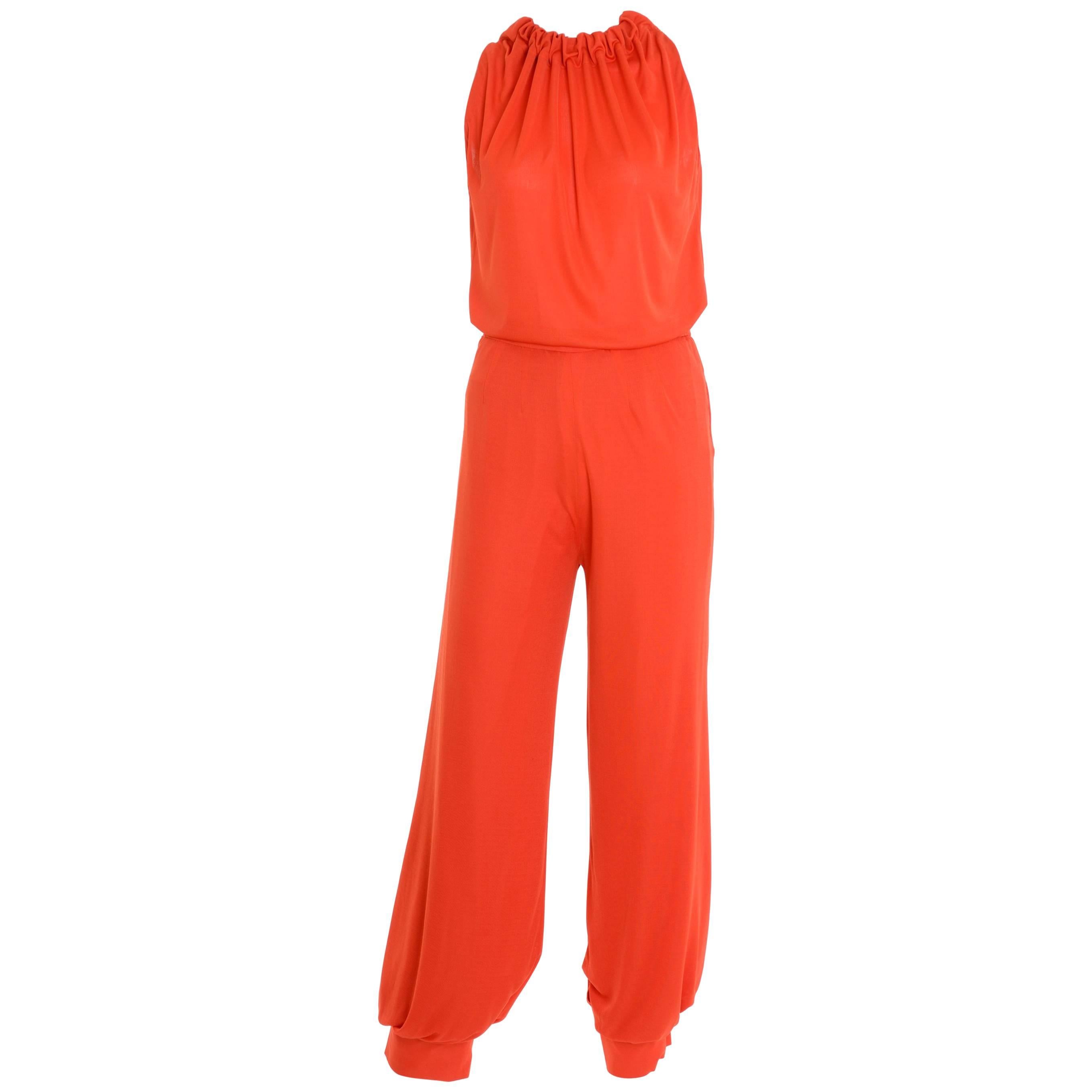 1960s 1970s GIO CARÉ Orange Pants Suit New with Tag For Sale