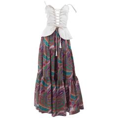 Vintage 70's Yves Saint Laurent Gypsy Skirt and Corset Top 8