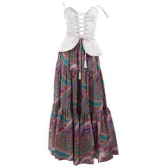 Vintage 70's Yves Saint Laurent Gypsy Skirt and Corset Top