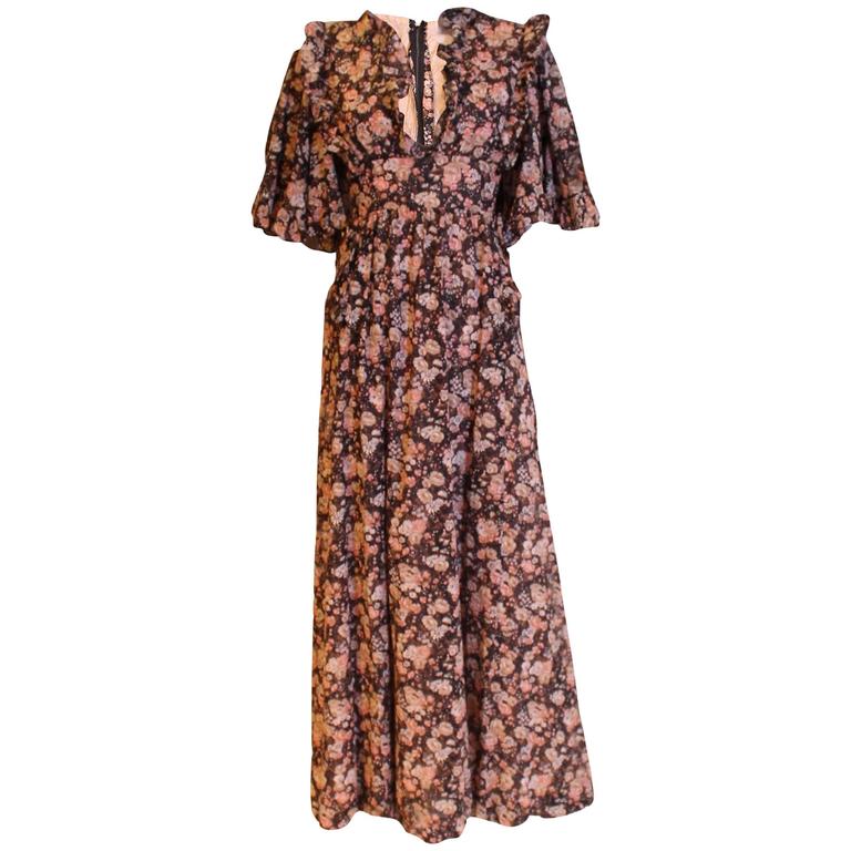 Gina Fratini Floral Cotton Gown at 1stDibs