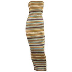 Missoni Multi Striped Knit Strapless Maxi Dress - S