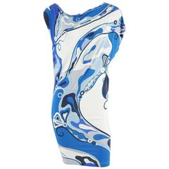 Emilio Pucci Blue and White Print Viscose Dress - 4 3