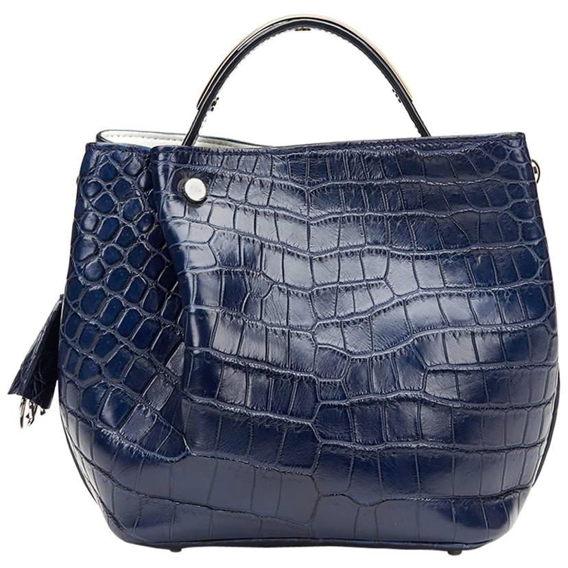 2014 Dior Marine Crocodile Leather Small Diorific Bucket Bag