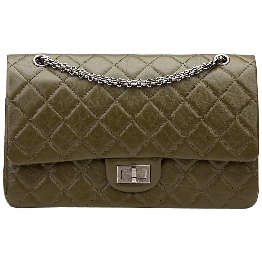 2014 Chanel Olive Aged Calfskin 2.55 Reissue 227 Double Flap Bag