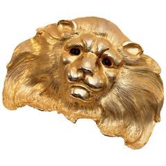 Christopher Ross Huge Lion Head Belt Buckle 24ct GP Statement Piece 7in 80s