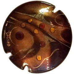 Sascha Brastoff Modernist Biomorphic Enamelled Metal Ashtray/Pin Dish