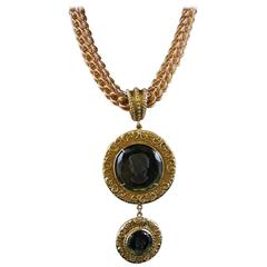 Bronze and engraved murano glass pendant necklace by Patrizia Daliana