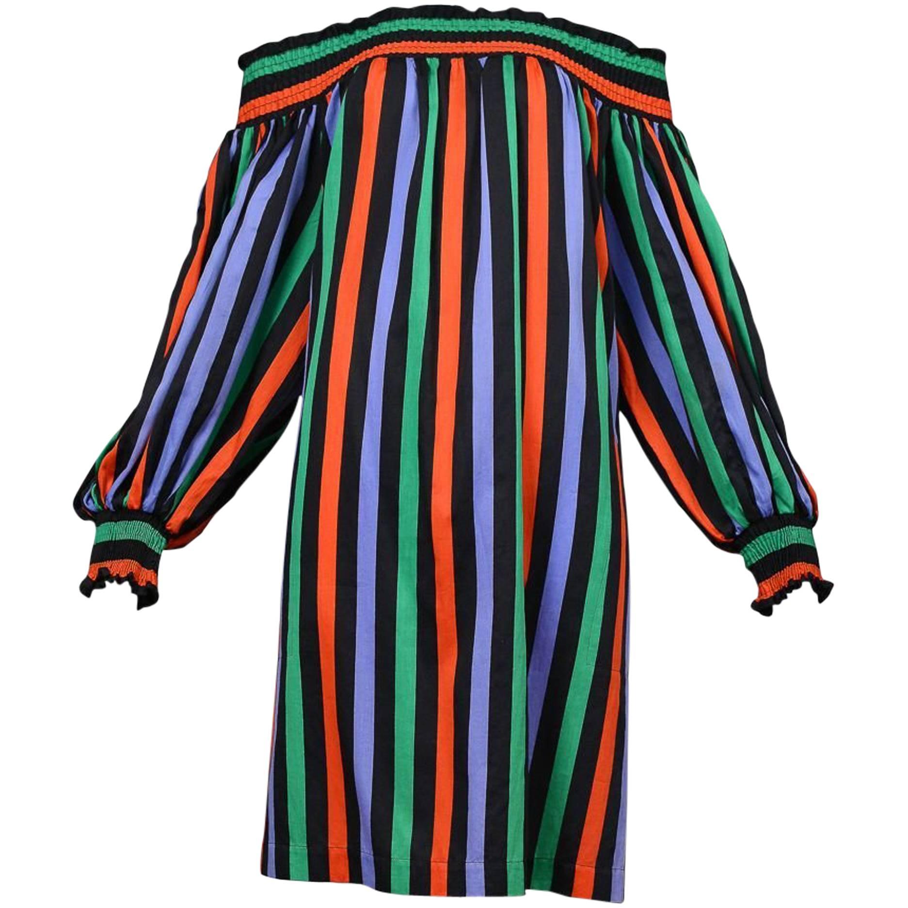 Yves Saint Laurent Stripe Peasant Dress