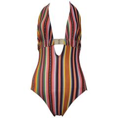 Christian Dior Stripe Cargo Strap Swim Suit 2002