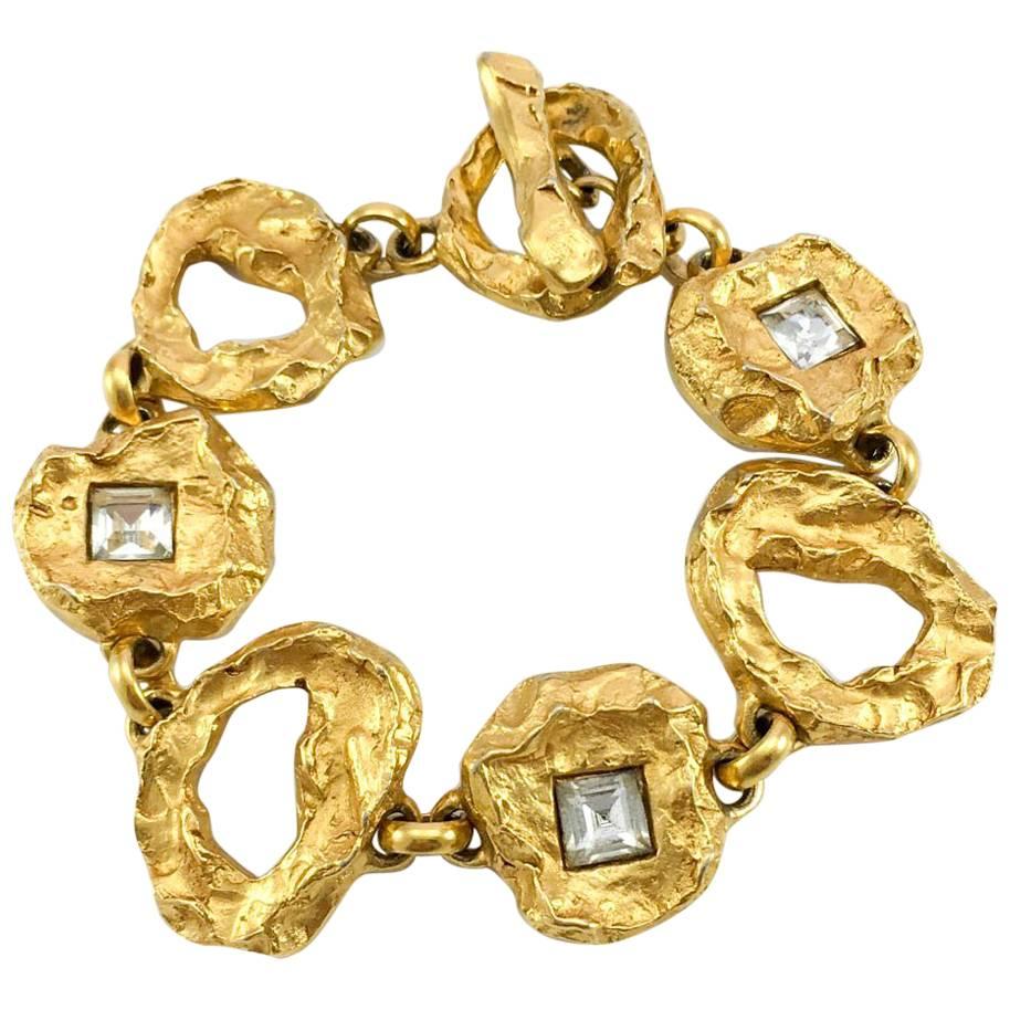 1980s Christian Lacroix Gold-Plated and Crystal Bracelet by Goossens 