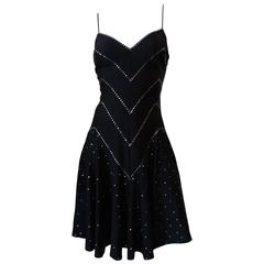 1980s Rhinestone Chevron Rhinestone Cocktail Dress 12