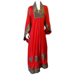 1970s Embroidered Cocoon Maxi Gown 5