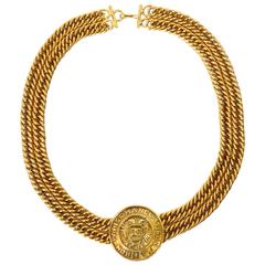 Vintage 1980s Chanel Medallion Choker Necklace 