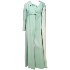 60s Emma Domb Mint Green Dress and Evening Coat Set
