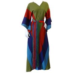 1970s Striped Angel Wing Caftan Dress 