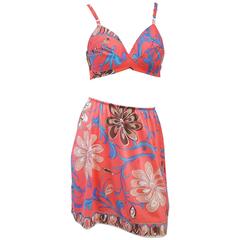 Vintage 1960s Emilio Pucci Printed 3 Piece Lingerie Set