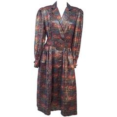 Adele Simpson - Robe à motif cachemire métallique, années 80