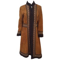 60s Summer of Love Persian Lamb Trim Suede Coat 5