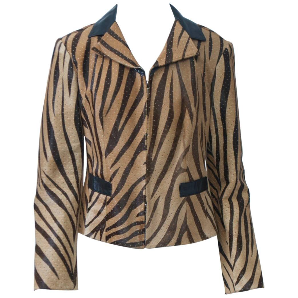 Rena Lange Tiger-Stripe Pony Jacket