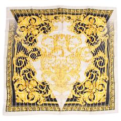 versace baroque scarf Versace Silk Scarf Baroque Print - black/white/gold