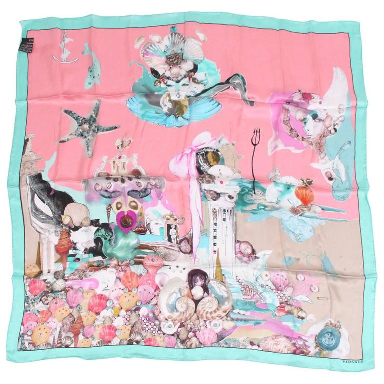 Moca Fashion Hokusais Wave & Van Gogh Reversible Silk Scarf Orange Multi main image 1