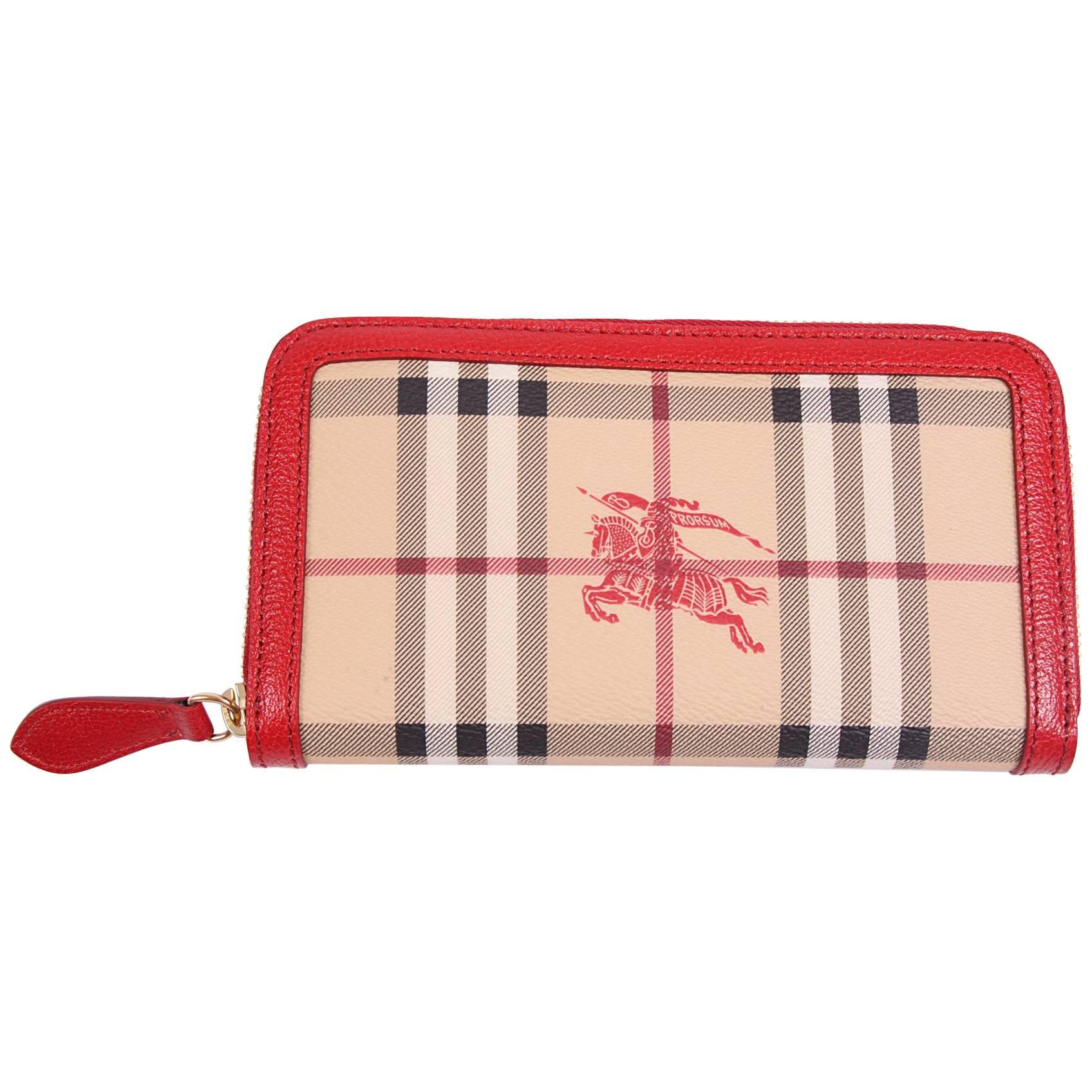  Burberry Zip Around Wallet - beige/black/red/white