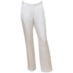 C.1990 Ralph Lauren Menswear Style Blue & White Pinstripe Silk Pants