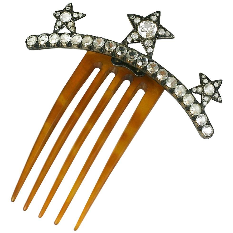  Lovely Victorian Paste Star Motif  Hair Comb