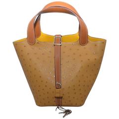 Hermes Gold Ostrich Picotin 12
