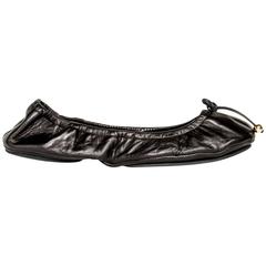 Fendi Black Leather Scrunch Ballerina Shoes