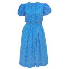 Ladylike C.1980 Albert Nipon Silk Polka Dot Two Piece Dress 1