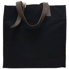 Hermes Etriviere Navy Canvas x Leather XL Tote Bag For Men